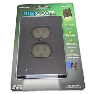 LumiCover • LED Nightlight Wallplate • Aged Bronze • Classic Outlet [LL]